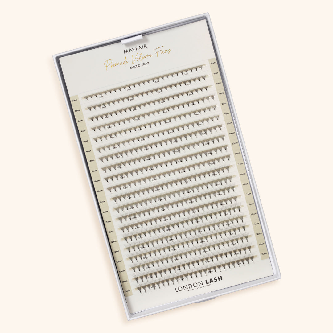 Boîte de bouquets de cils Préfaits étroits Mayfair 14D 0.03 longueurs mixtes London Lash
