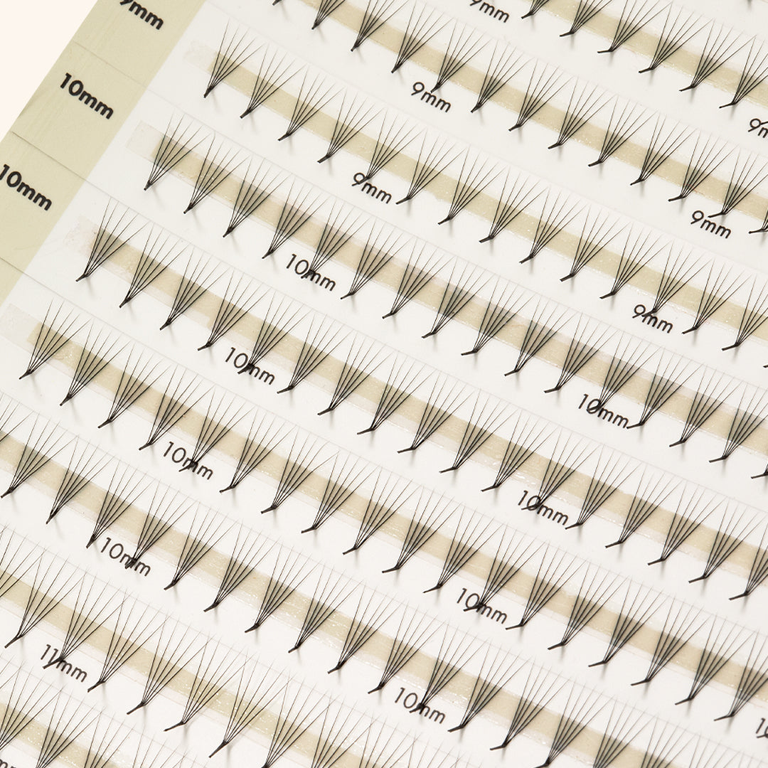 Préfaits étroits Mayfair 5D 0.07 600 bouquets - Longueurs mixtes pour des cils parfaits avec bases pincées.