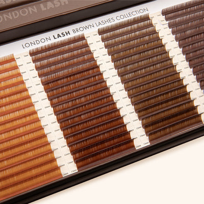 London Lash Collection Marron Cils Classiques 0.15, quatre teintes pour un look subtil, parfait pour cheveux blonds clairs ou roux.