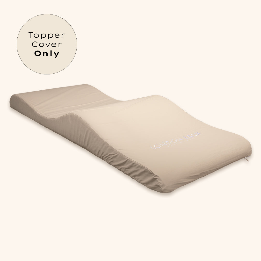 Housse de rechange beige lavable pour surmatelas en mousse à mémoire de forme avec fermeture zippée