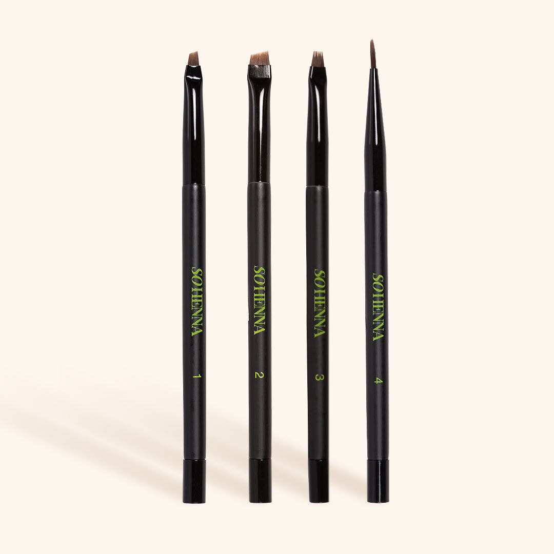 4 differents pinceau de la meme collection de pinceau pour Sourcils So Henna