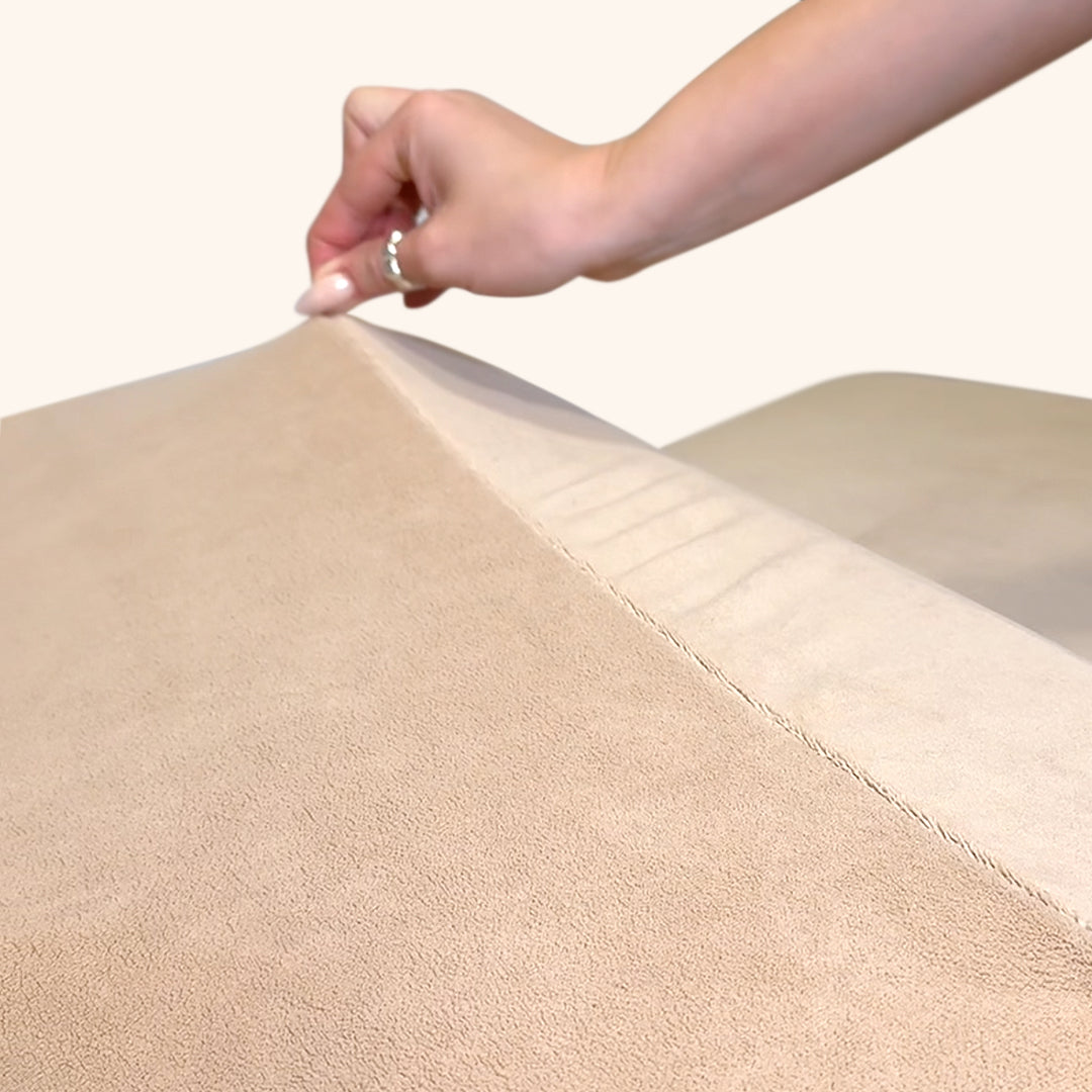 Housse de Lit et Taie d’Oreiller en Polaire Teddy Beige