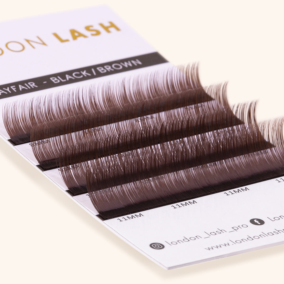 EXTENSIONS DE CILS BRUN FONCÉ MAYFAIR - BOÎTE D’ÉCHANTILLON, extension de cils, extension de cils volume russe, extensions de cils, London Lash