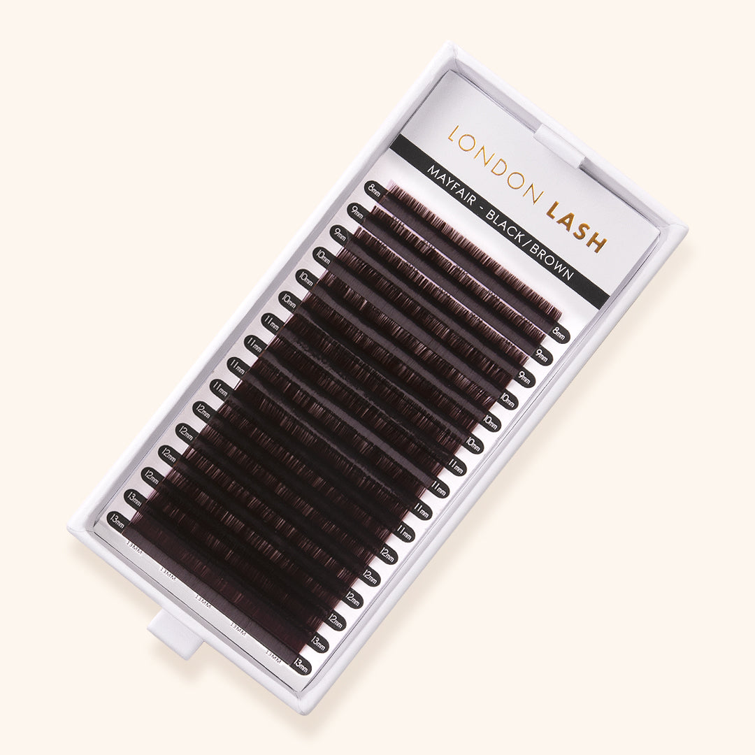 EXTENSIONS DE CILS BRUN FONCÉ MAYFAIR 0.07, extension de cils, extension de cils naturel, extension de cils volume russe, extensions de cils, London Lash