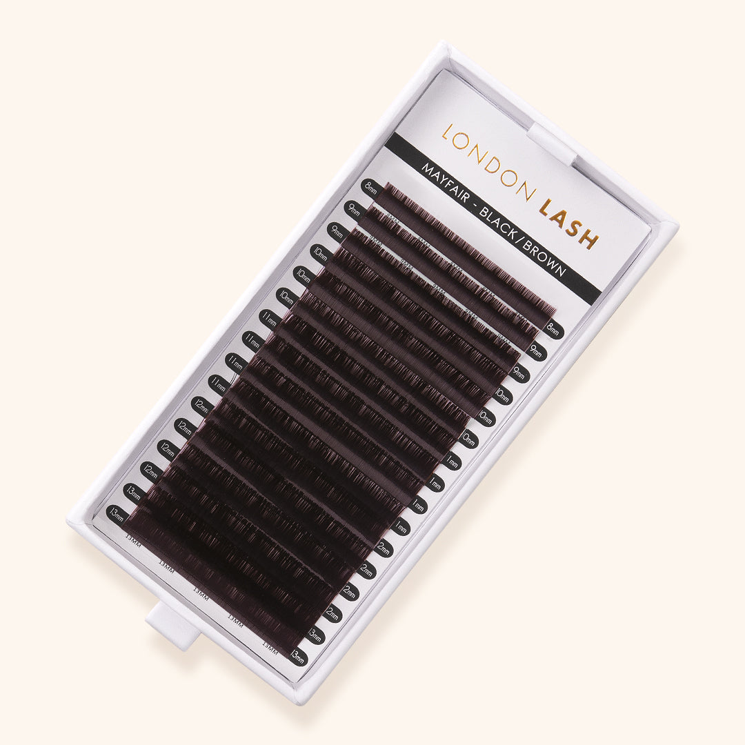 EXTENSIONS DE CILS BRUN FONCÉ CLASSIQUE MAYFAIR 0.15, extension de cils, extension de cils volume russe, extensions de cils, London Lash