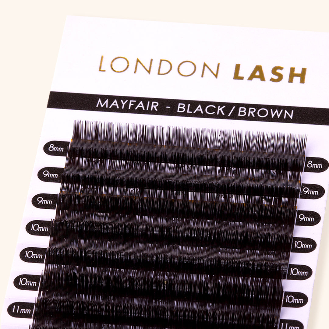 EXTENSIONS DE CILS BRUN FONCÉ CLASSIQUE MAYFAIR 0.15, extension de cils, extension de cils volume russe, extensions de cils, London Lash