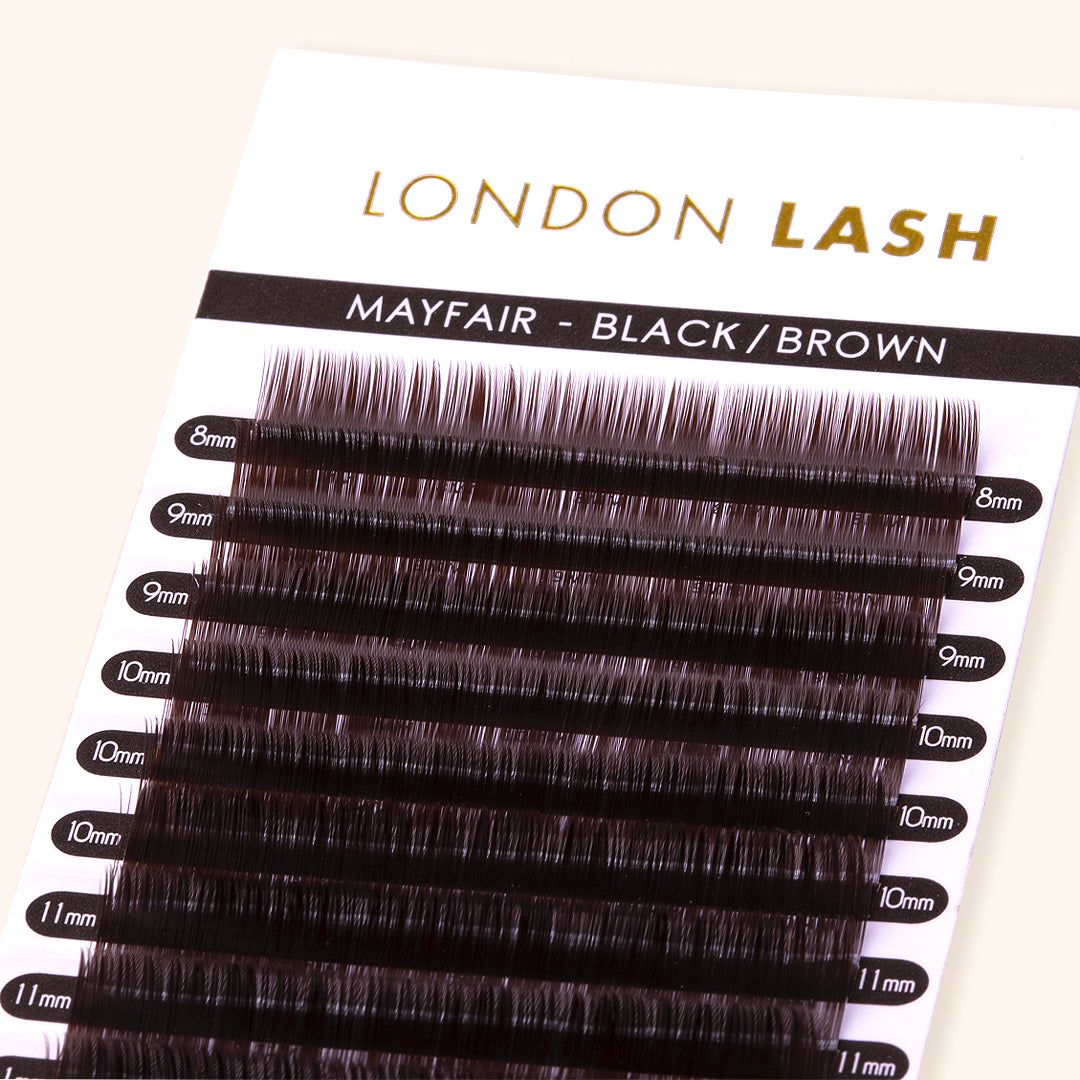 EXTENSIONS DE CILS BRUN FONCÉ MAYFAIR 0.07, extension de cils, extension de cils volume russe, extensions de cils, London Lash