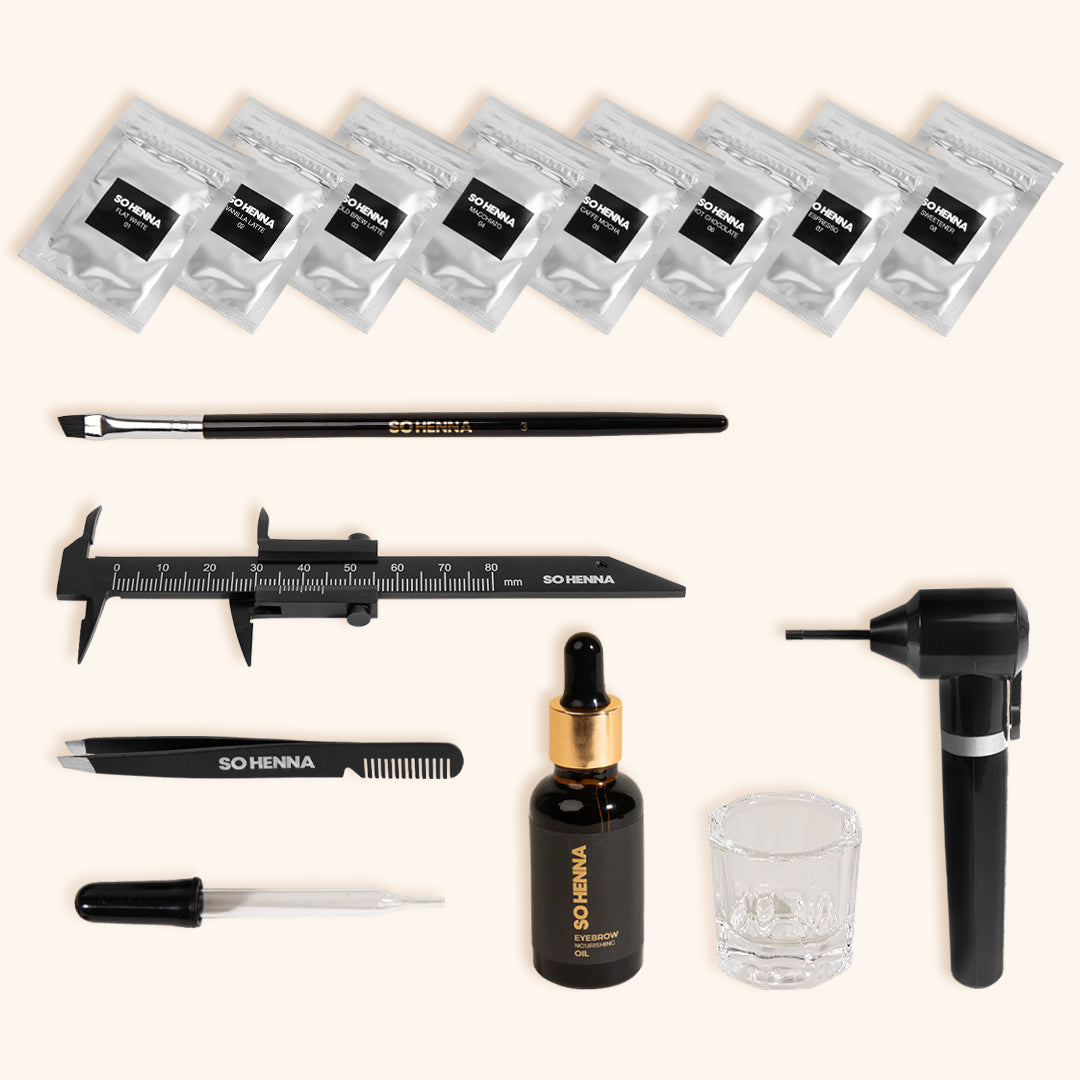 Kit de démarrage pour sourcils SO HENNA Format professionnel, kit henne sourcil, kit henné végétal pour sourcils, kit teinture sourcils henné