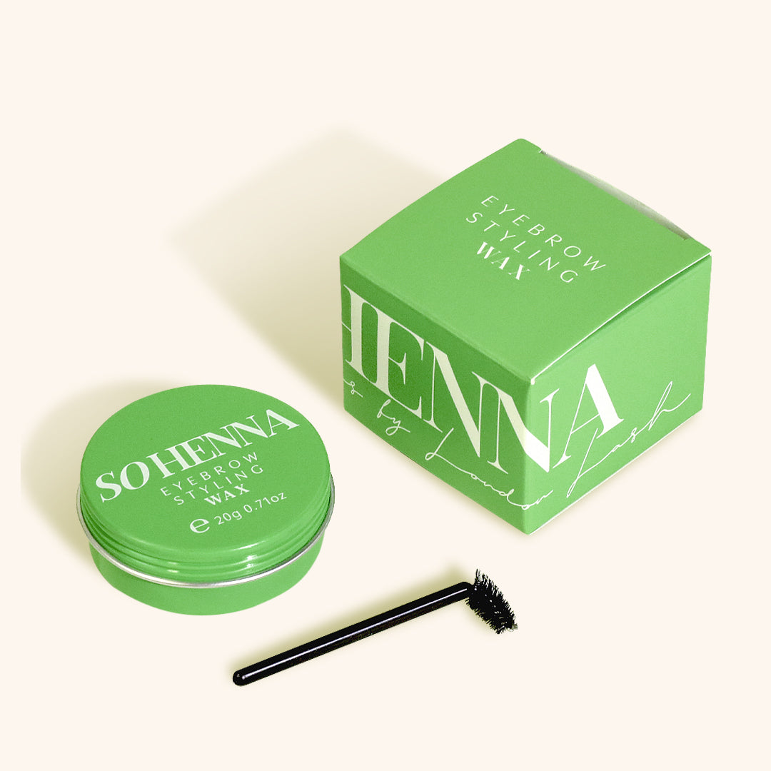 Cire coiffante pour sourcils So Henna avec une brosses à mascara en silicone et une boîtes